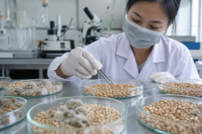 Mẫu lúa mì nhiễm nấm mốc được kiểm tra trong phòng thí nghiệm để đo độc tố nấm mốc DON