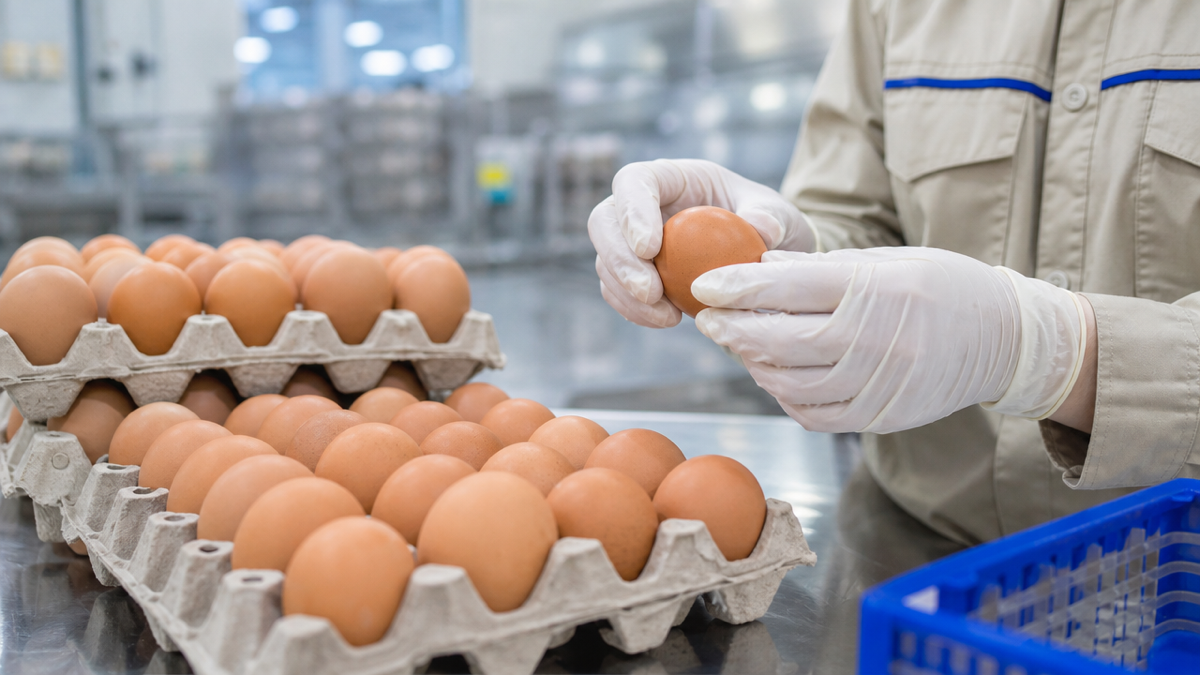 Trứng gà Việt Nam nhiễm Fipronil, ảnh minh họa khâu kiểm tra trứng tại cơ sở đóng gói