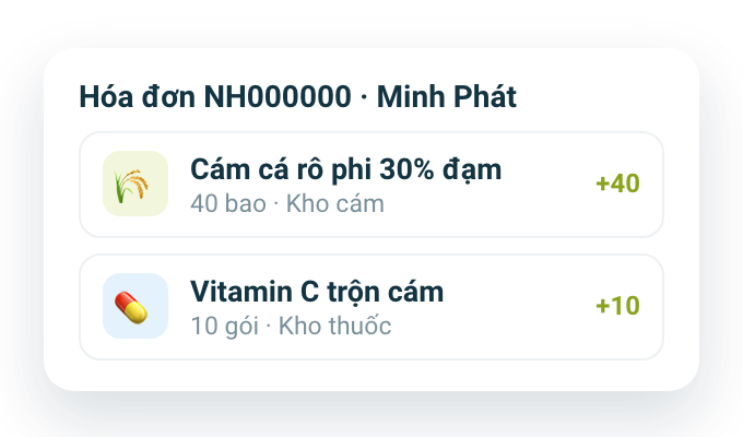 Hóa đơn nhập tự cộng vào kho trong ứng dụng quản lý nhập hàng